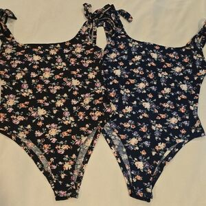 Floral Tank Bodysuit - Bundle Of 2